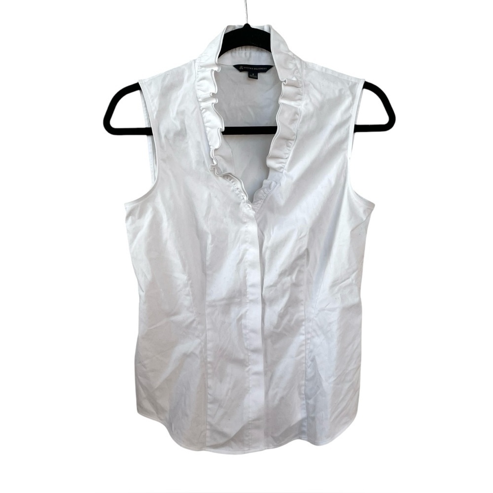 BROOKS BROTHERS Fitted Non-Iron Stretch Supima Cotton Sleeveless Blouse 2